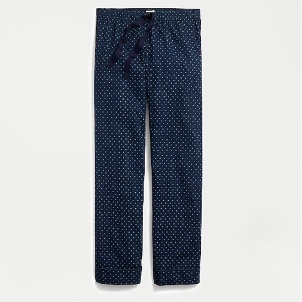 {J.Crew} Woven Navy/Green Polka Dot Print PJ Pants